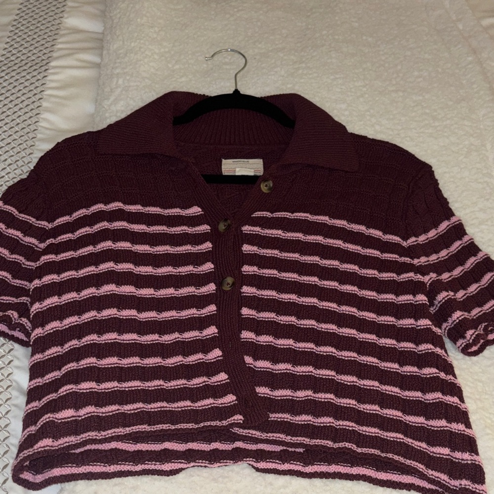 Kimchi Blue Burgundy and Pink Button Down Shirt